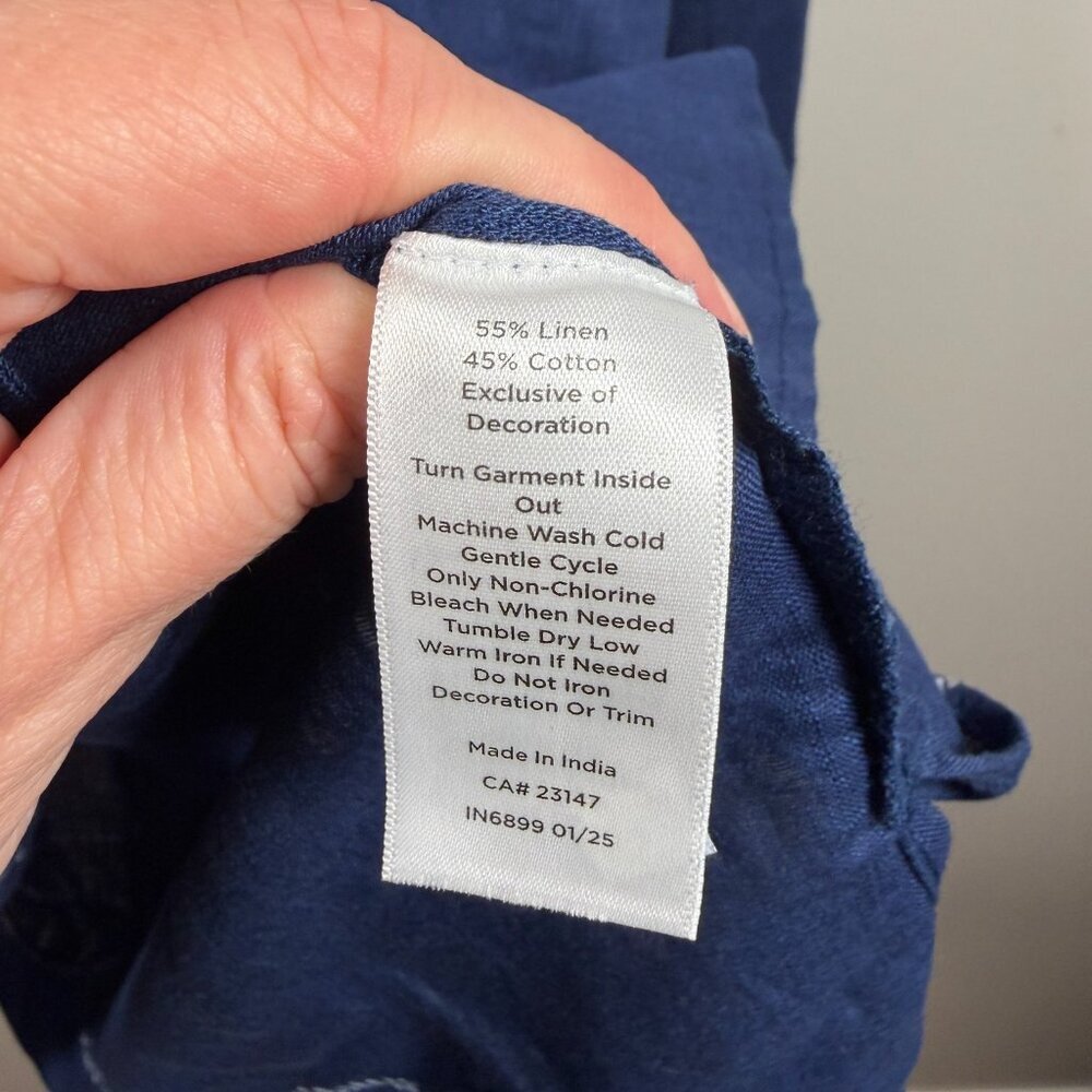 Talbots Aqua Club Beaded Linen Blend Tunic Top Size X Blue Caftan Cover Up - Picture 11 of 11